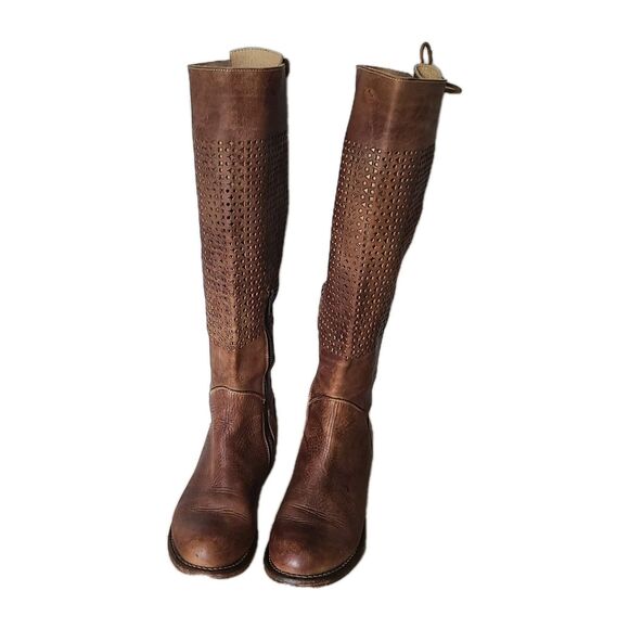 Bed Stu Tall Riding Boots Womens sz 7 Brown Cambridge Distressed Leather Rustic - Picture 4 of 10